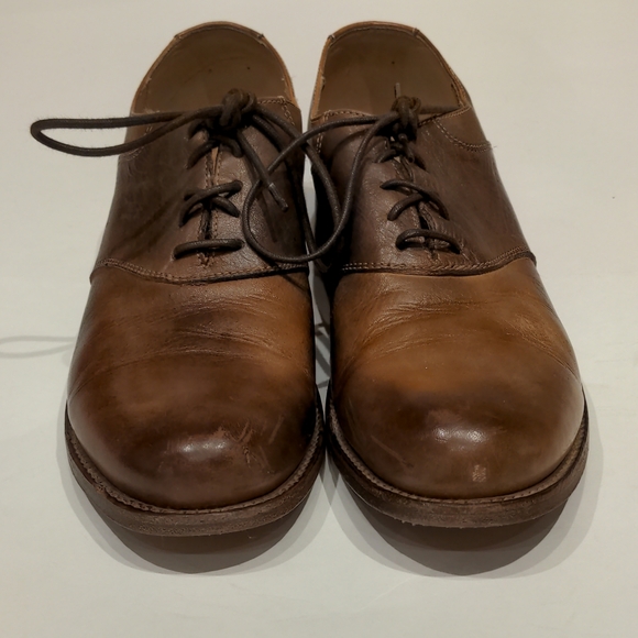 Brown distressed leather oxfords w/ goodyear welt handmade by cobbler men US 9 - Picture 2 of 12